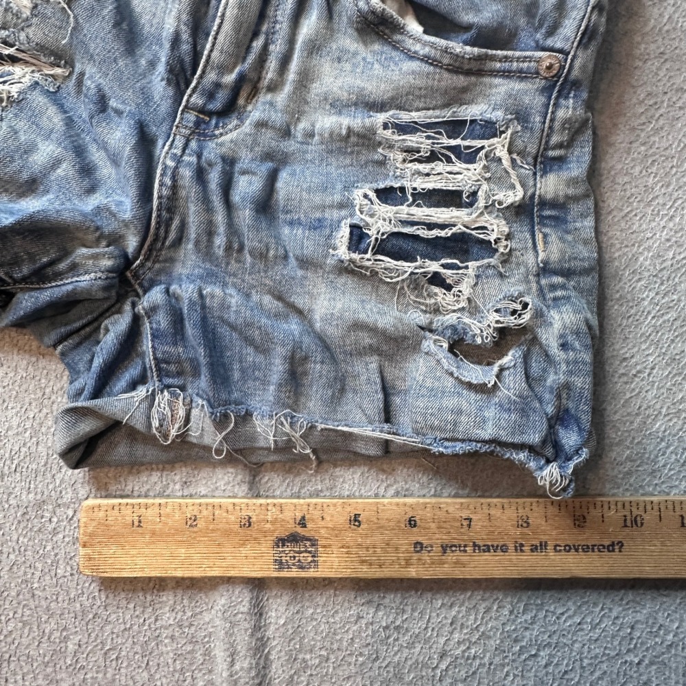 American Eagle Shorts Women 2 Blue Hi-Rise Shortie Distressed Next Level Stretch - Picture 9 of 10